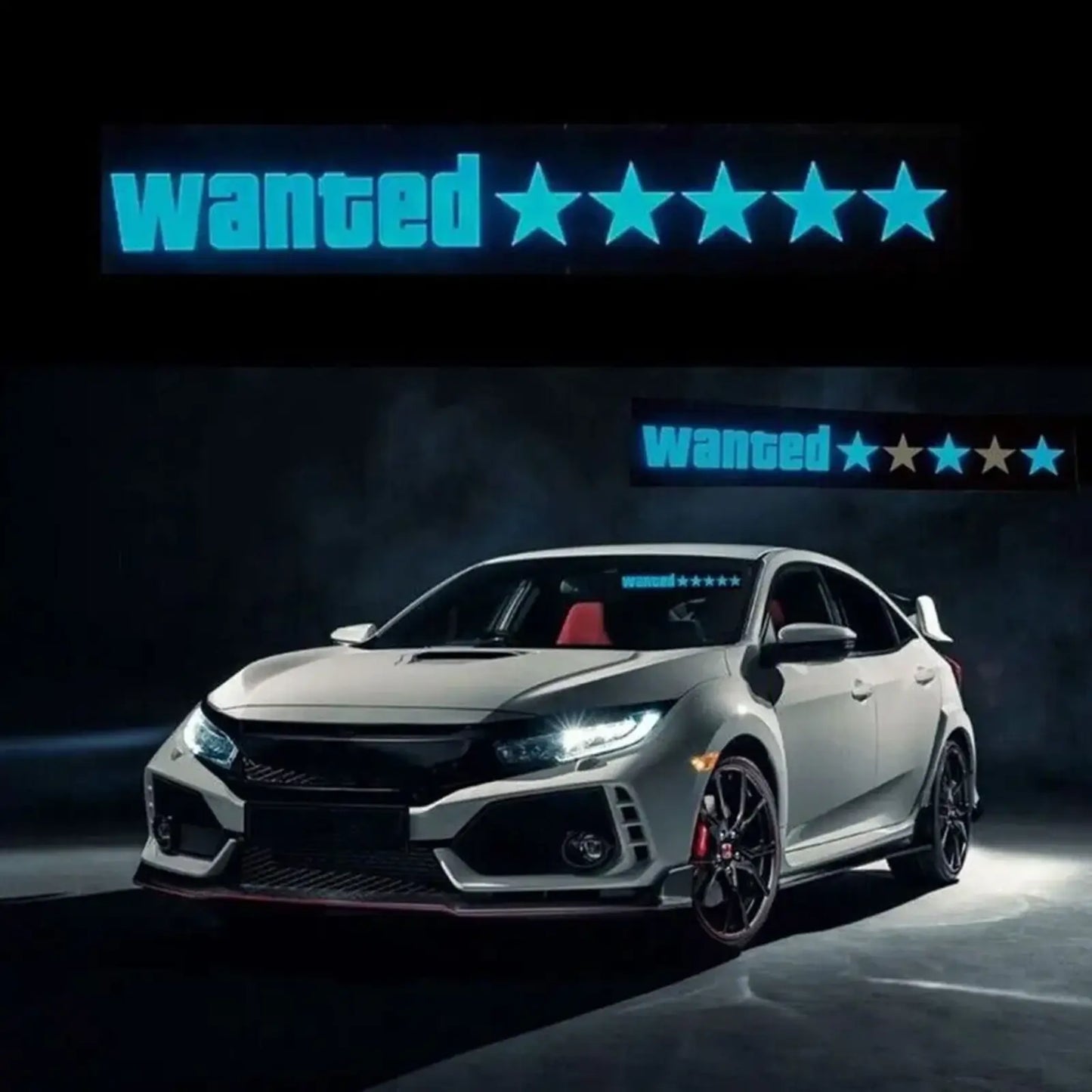 5 Stars Wanted LED Car Sticker